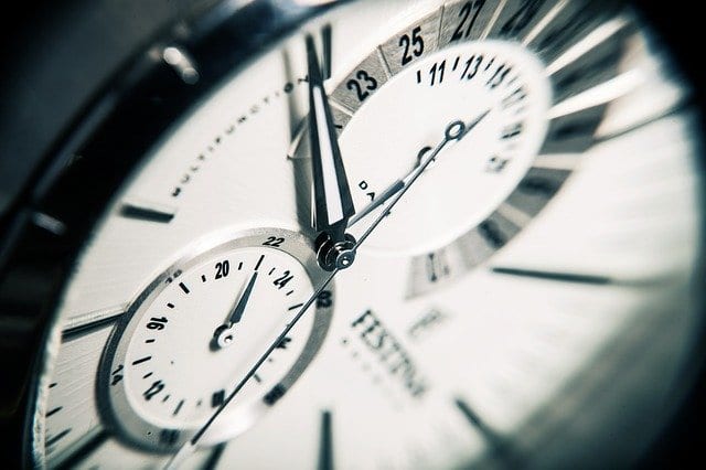A picture of a timepiece showing the current time