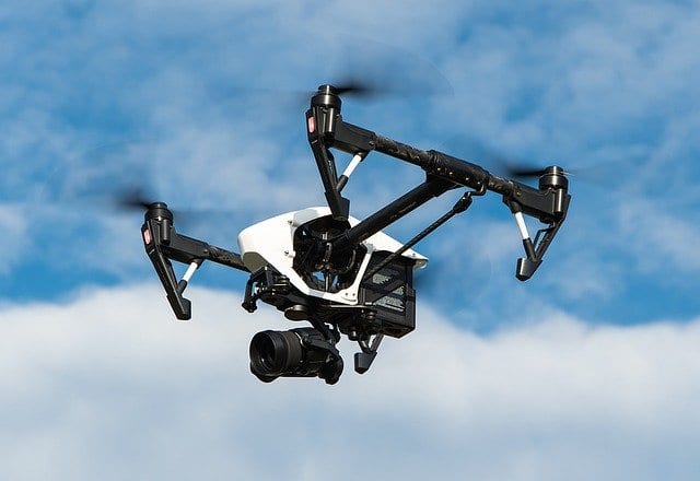 Picture of drone capturing aerial photography