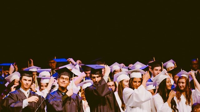 A group of students graduating from an Utah university un