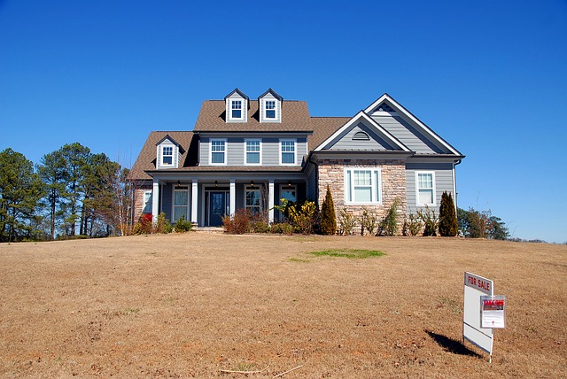 A house with a yard sign with the word "for sale" written on it
